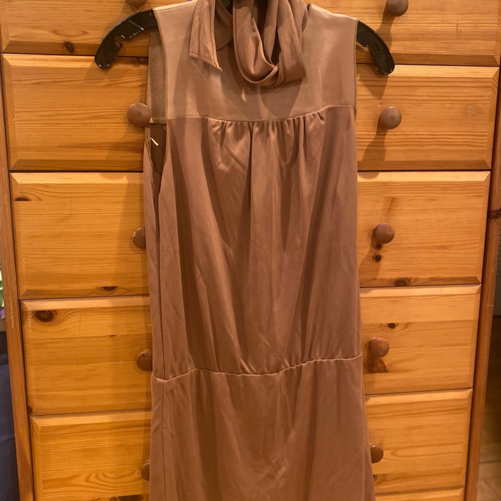 Claudia Cordic Chic Tan Sleeveless Midi Dress